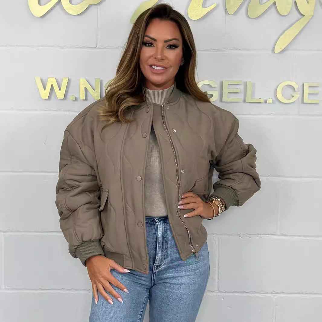 Veste aviateur femme zippée et matelassée en coton - parlezmode.com