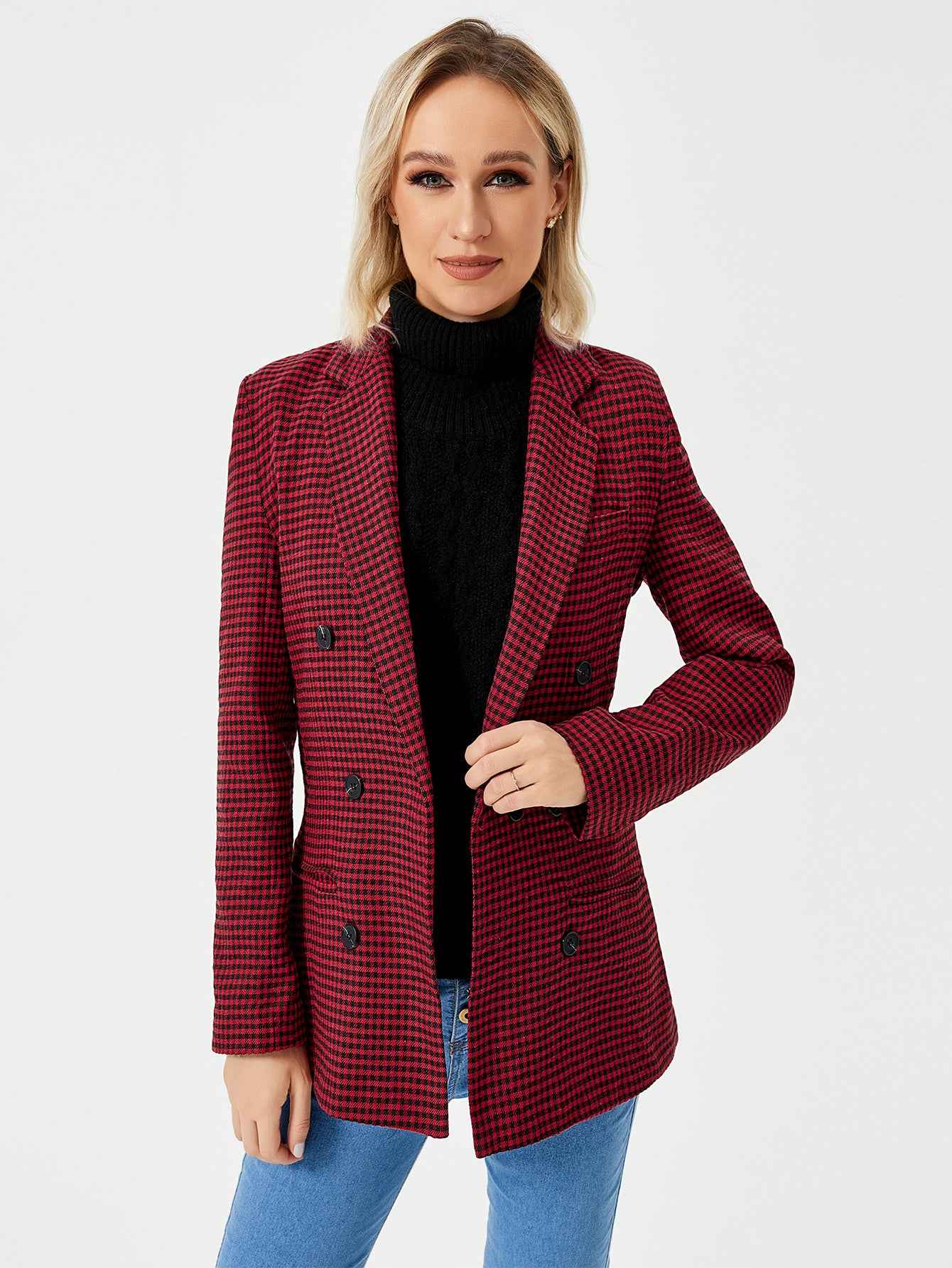 Womens Casual Blazer Jacket Long Sleeve Work 0ffice Blazer Lapel Jacket - parlezmode.com