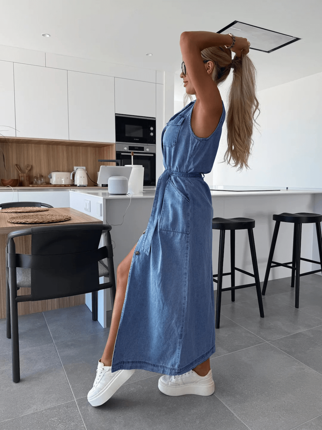 Selvaggia® | Robe Chemise Denim Élégance Urbaine - parlezmode.com