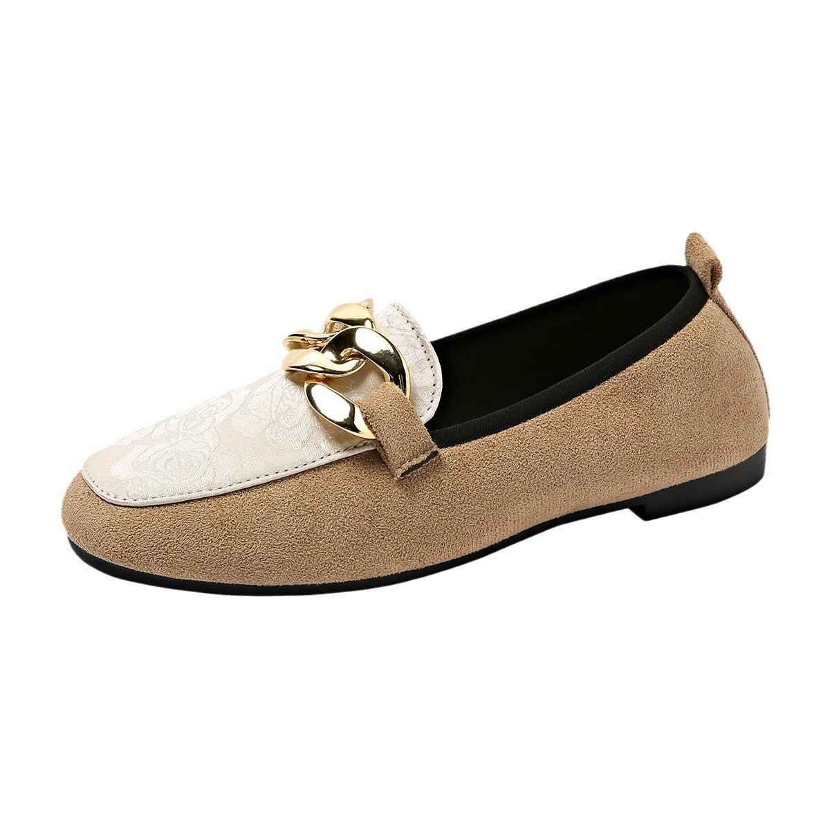 Mocassins plats en métal pour femme style décontracté