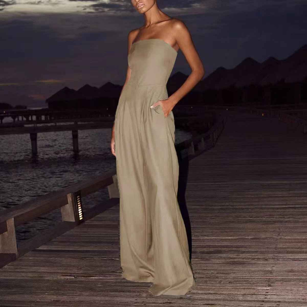 Celvarya® | Combinaison Bustier Évasée Élégance Nocturne