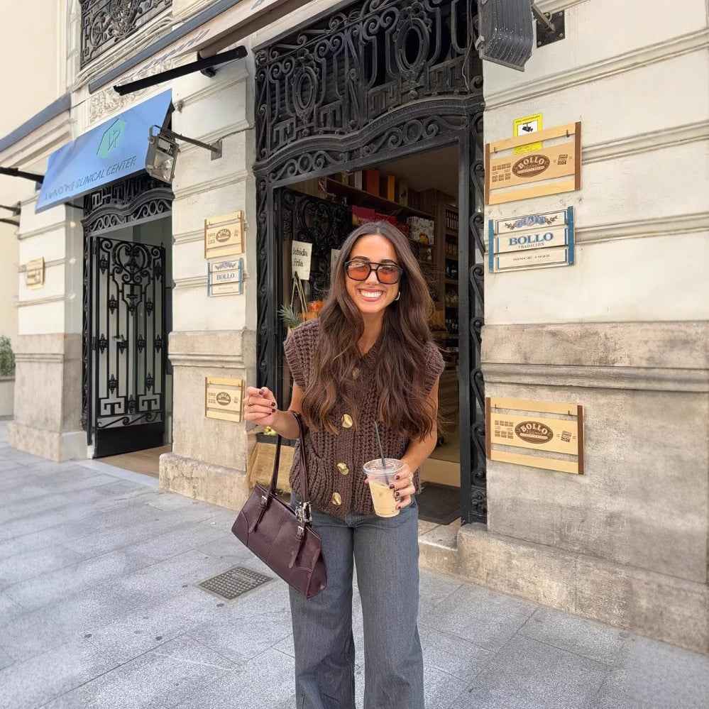 Gilet en maille épaisse sans manches pour femme - parlezmode.com