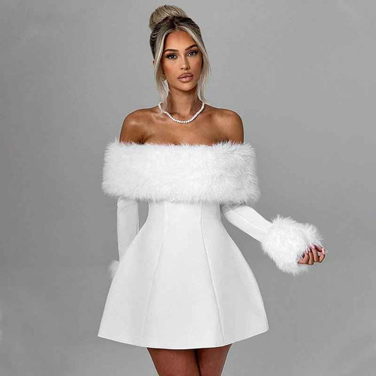 Robe Épaule Dénudée Avec Col en Fourrure : Maîtrisez le Style Parisien Chic pour l'Automne Hiver 2026 avec la Mode Française en Boutique - parlezmode.com
