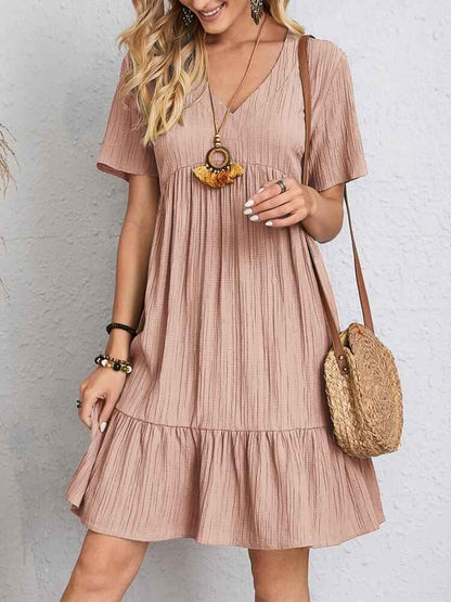 Naélune® | Robe Ample à Encolure V et Effet Froissé