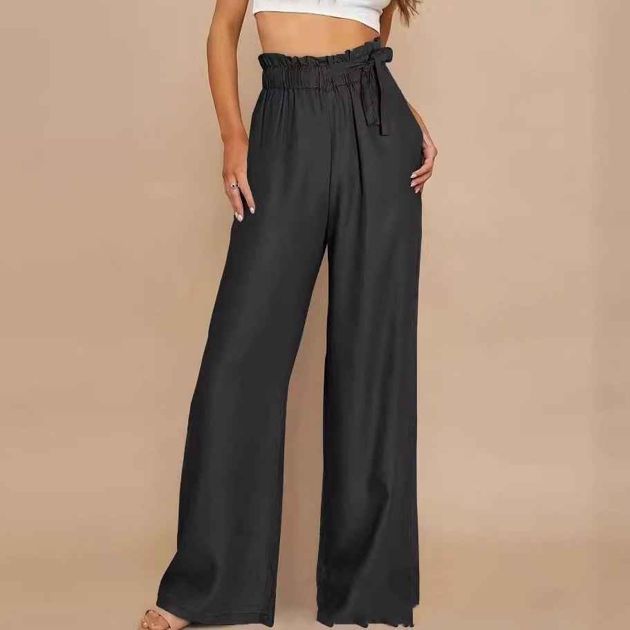 Pantalon ample grande taille uni à lacets - parlezmode.com
