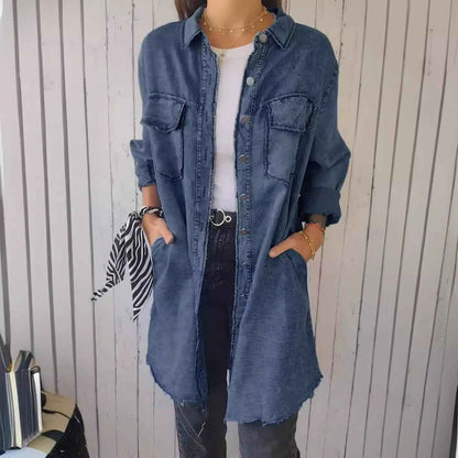 Danverra® | Veste-Chemise Oversize Effet Denim Élégance Décontractée