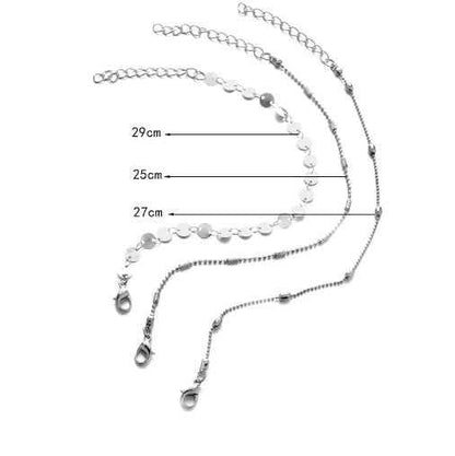3-layer sequin chain anklet set