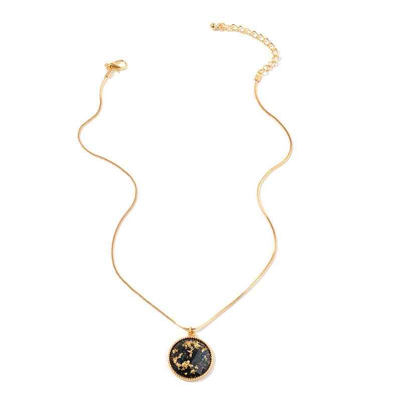 New Fashion Gold Foil Pendant Retro Color Hemisphere Necklace