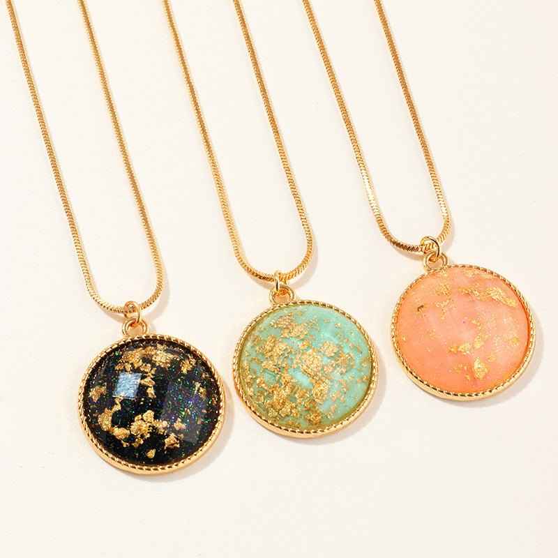 New Fashion Gold Foil Pendant Retro Color Hemisphere Necklace