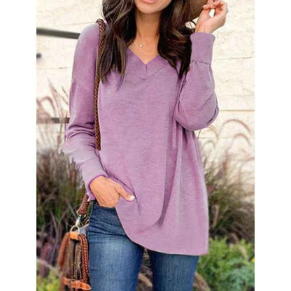 V - neck loose blouse - parlezmode.com