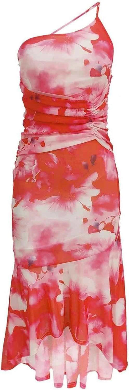 Solénya® | Robe Longue Fleurie Évasée à Bretelle Unique