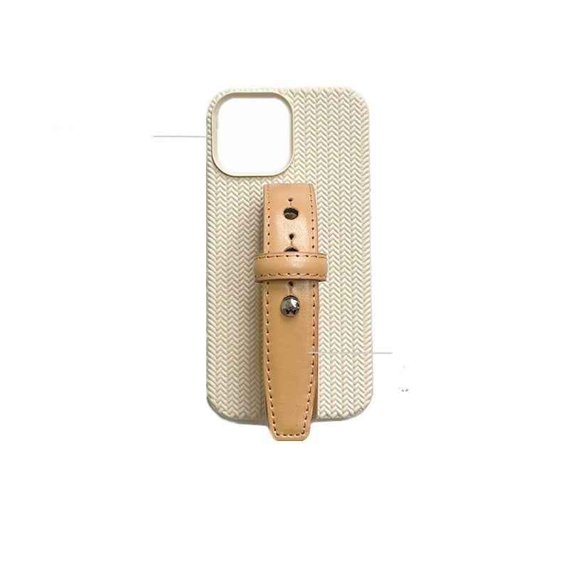 High Luxury Milk Apricot Twist Leather Wristband Phone Case - parlezmode.com