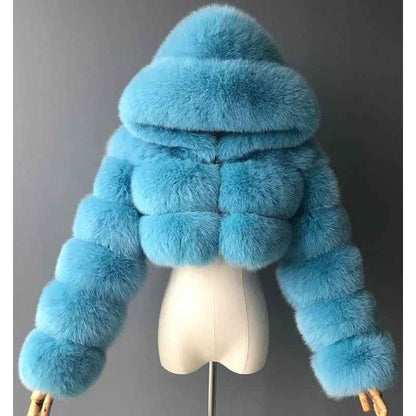 Angeline® | Manteau Court à Capuche en Fausse Fourrure - parlezmode.com