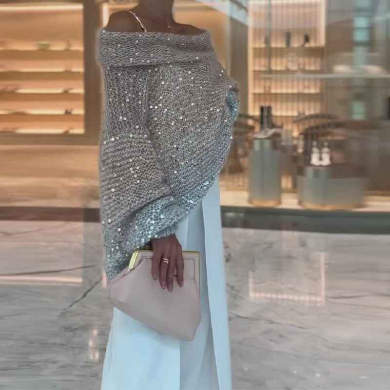 Nova® | Pull Zippé Tricoté à Sequins - parlezmode.com