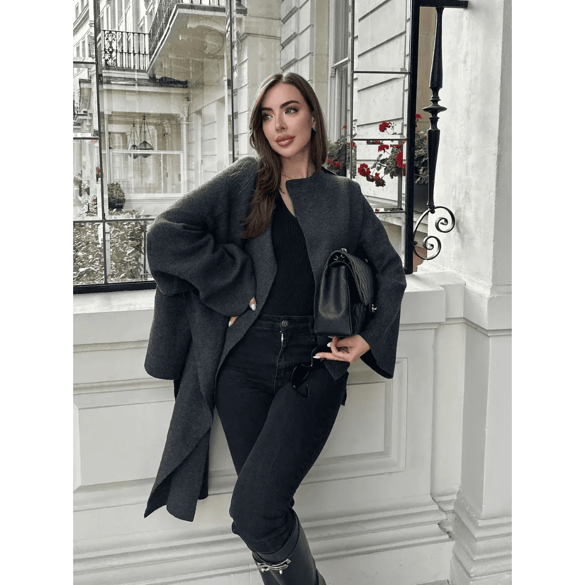 Sienna® | Manteau Tricoté Femme avec Écharpe Asymétrique - parlezmode.com