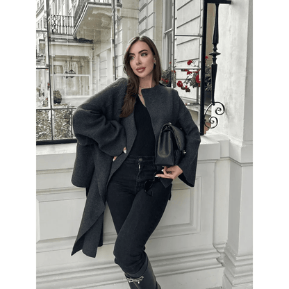 Sienna® | Manteau Tricoté Femme avec Écharpe Asymétrique - parlezmode.com