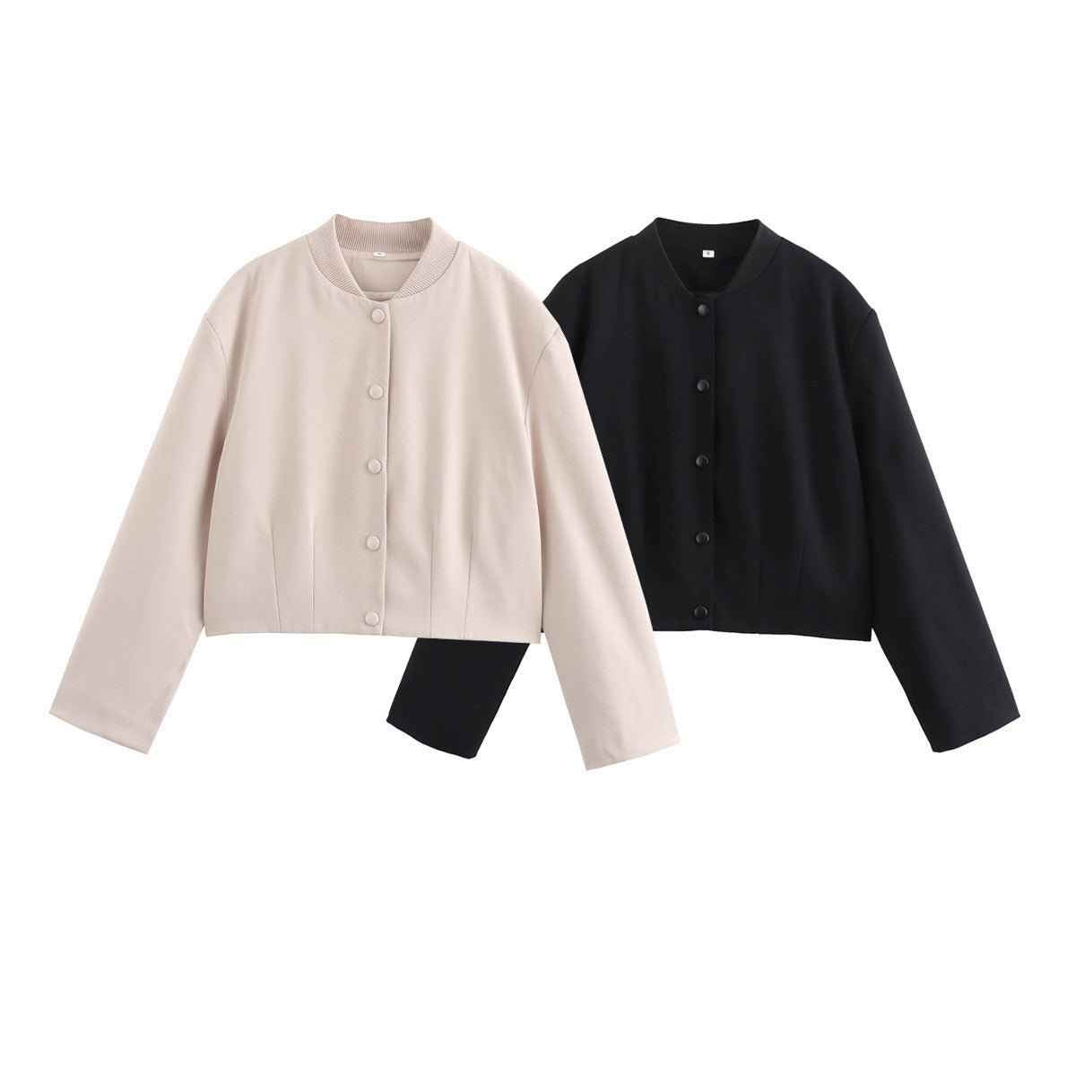 Women's Clothing Stand Collar Loose Two-color Short Jacket Baseball Uniform Jacket