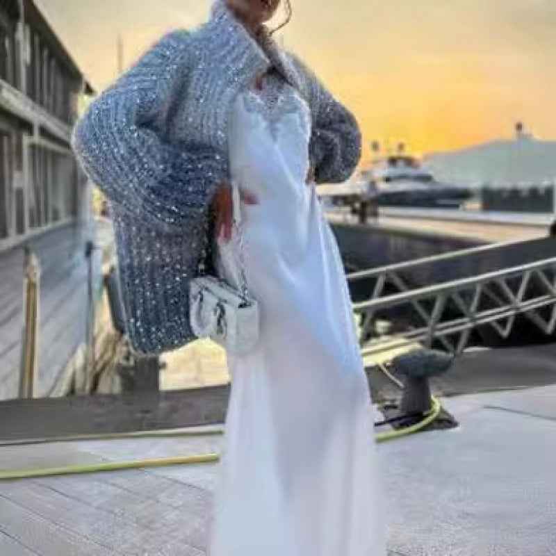 Nova® | Pull Zippé Tricoté à Sequins - parlezmode.com