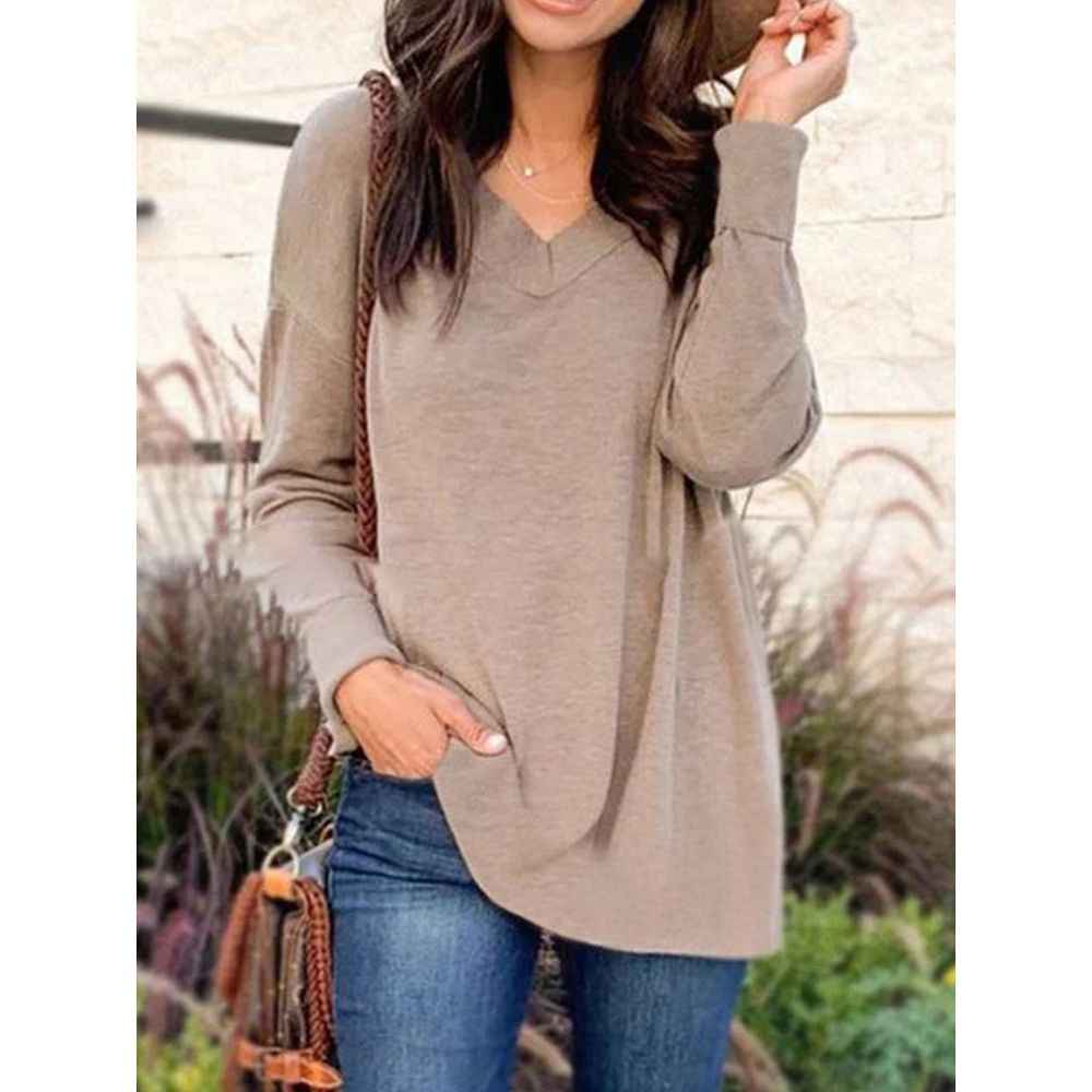 V - neck loose blouse - parlezmode.com