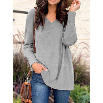 V - neck loose blouse - parlezmode.com