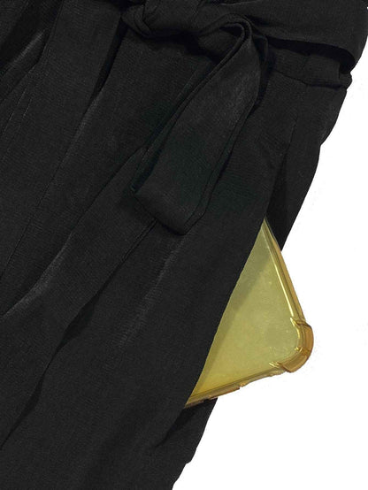 Pantalon ample grande taille uni à lacets - parlezmode.com