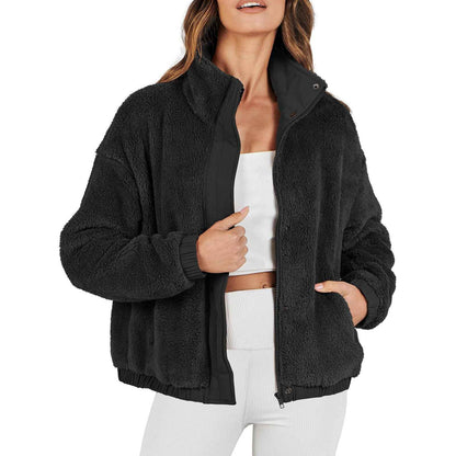 Veste décontractée ample en peluche douce et chaude - parlezmode.com