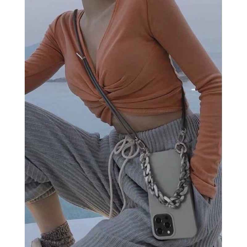Chain Mobile Phone Case 3 In 1 Cross - body Wrist Strap - parlezmode.com