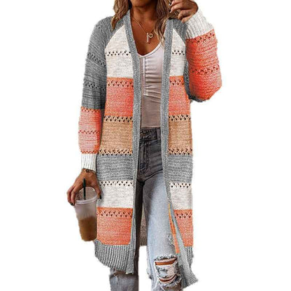 Medium length long sleeve knitted cardigan