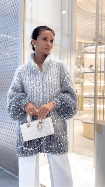 Nova® | Pull Zippé Tricoté à Sequins - parlezmode.com