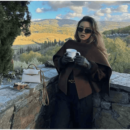 Sienna® | Manteau Tricoté Femme avec Écharpe Asymétrique - parlezmode.com