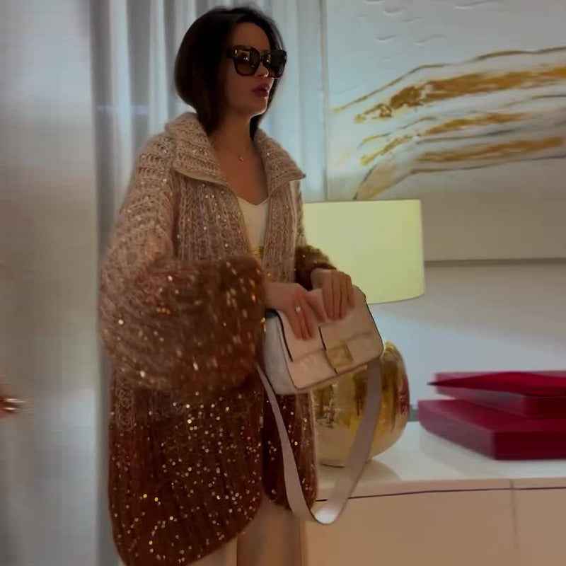 Nova® | Pull Zippé Tricoté à Sequins - parlezmode.com