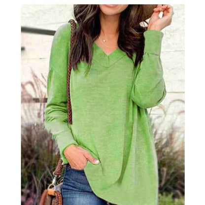 V - neck loose blouse - parlezmode.com