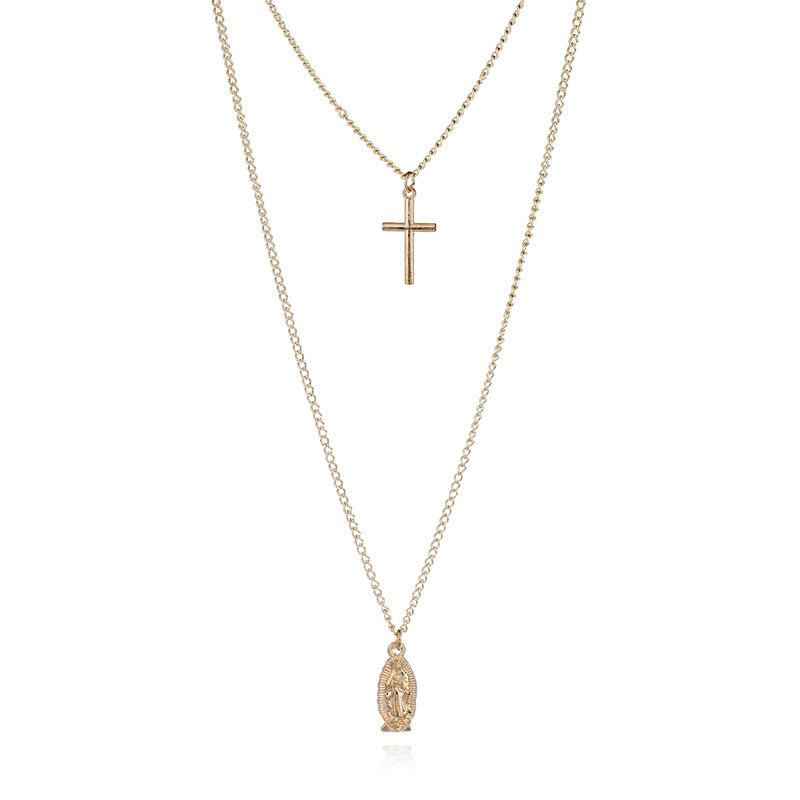 Fashion simple gold-plated Madonna cross necklace
