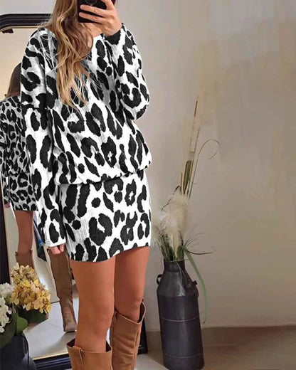 Zafélya® | Robe Pull Léopard à Manches Longues – Féline & Élégante