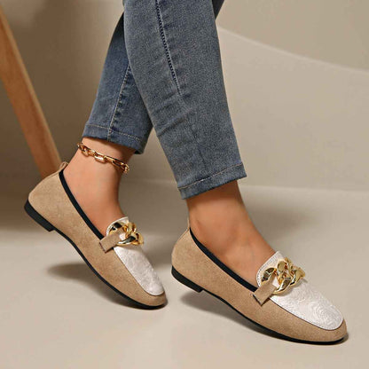Mocassins plats en métal pour femme style décontracté