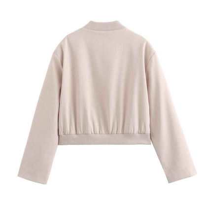 Women's Clothing Stand Collar Loose Two-color Short Jacket Baseball Uniform Jacket