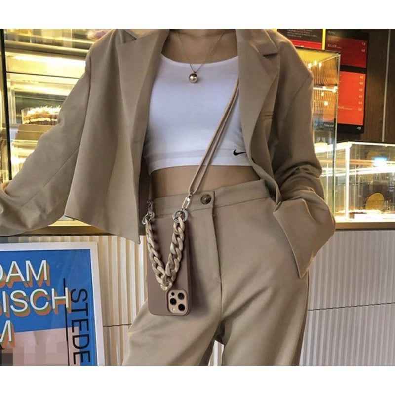 Chain Mobile Phone Case 3 In 1 Cross - body Wrist Strap - parlezmode.com