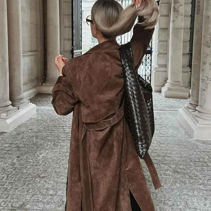 Céleste® | Manteau Vintage Ceinturé en Suédine - parlezmode.com