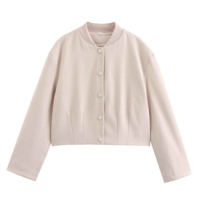 Women's Clothing Stand Collar Loose Two-color Short Jacket Baseball Uniform Jacket