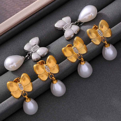 Bow Tassel Artificial Pearl Earrings Women