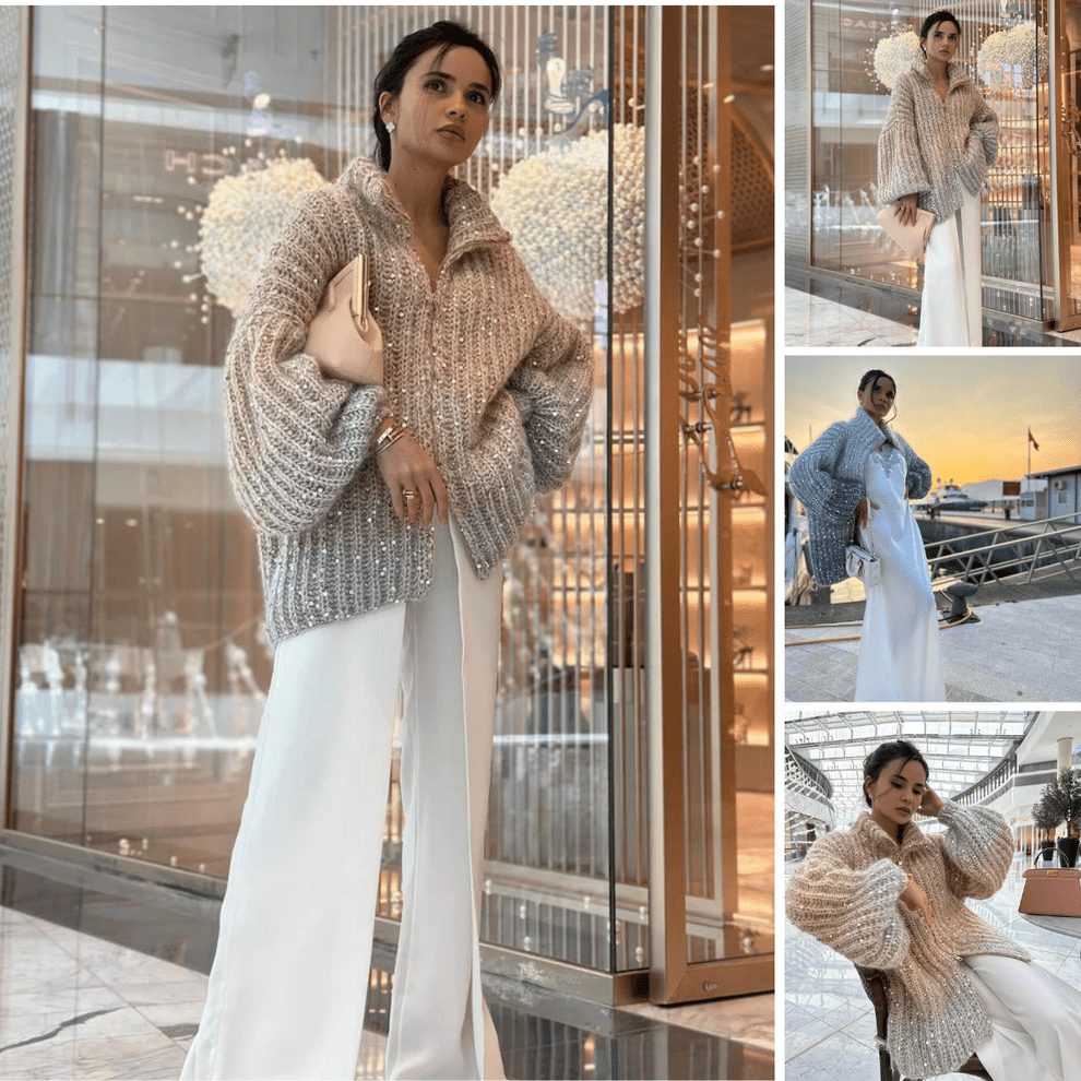 Nova® | Pull Zippé Tricoté à Sequins - parlezmode.com