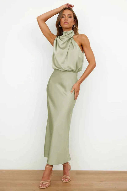Orivelle® | Robe Longue Drapée Col Montant Chic Soirée