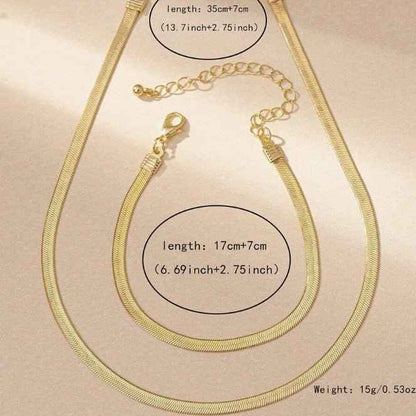 Women's Simple All-match Gold Necklace Bracelet Jewelry Suit