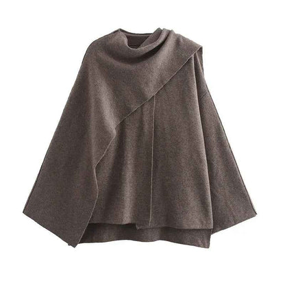 Sienna® | Manteau Tricoté Femme avec Écharpe Asymétrique - parlezmode.com