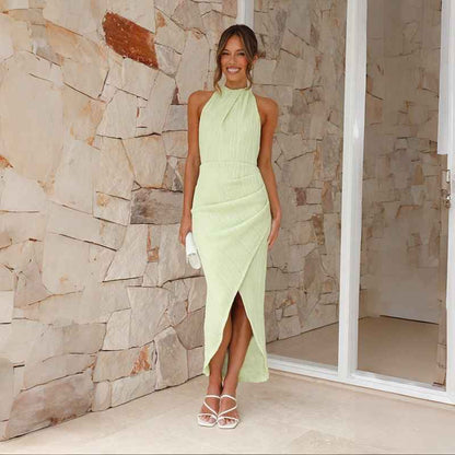 Lioréva® | Robe Longue Fendue à Col Halter – Élégance Sculptée