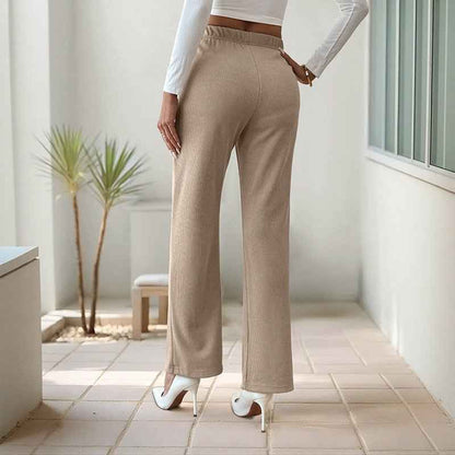 Fashionable With Side-slit Straight-leg Trousers Women