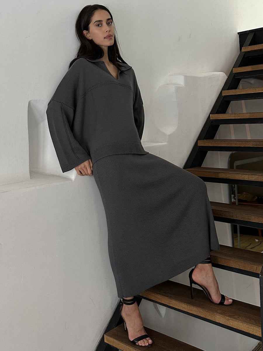 Seraphine® | Robe Chemise Longue Élégante à Manches Longues Cintrée - parlezmode.com