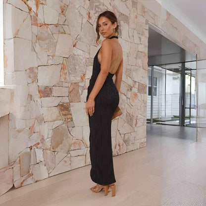 Lioréva® | Robe Longue Fendue à Col Halter – Élégance Sculptée