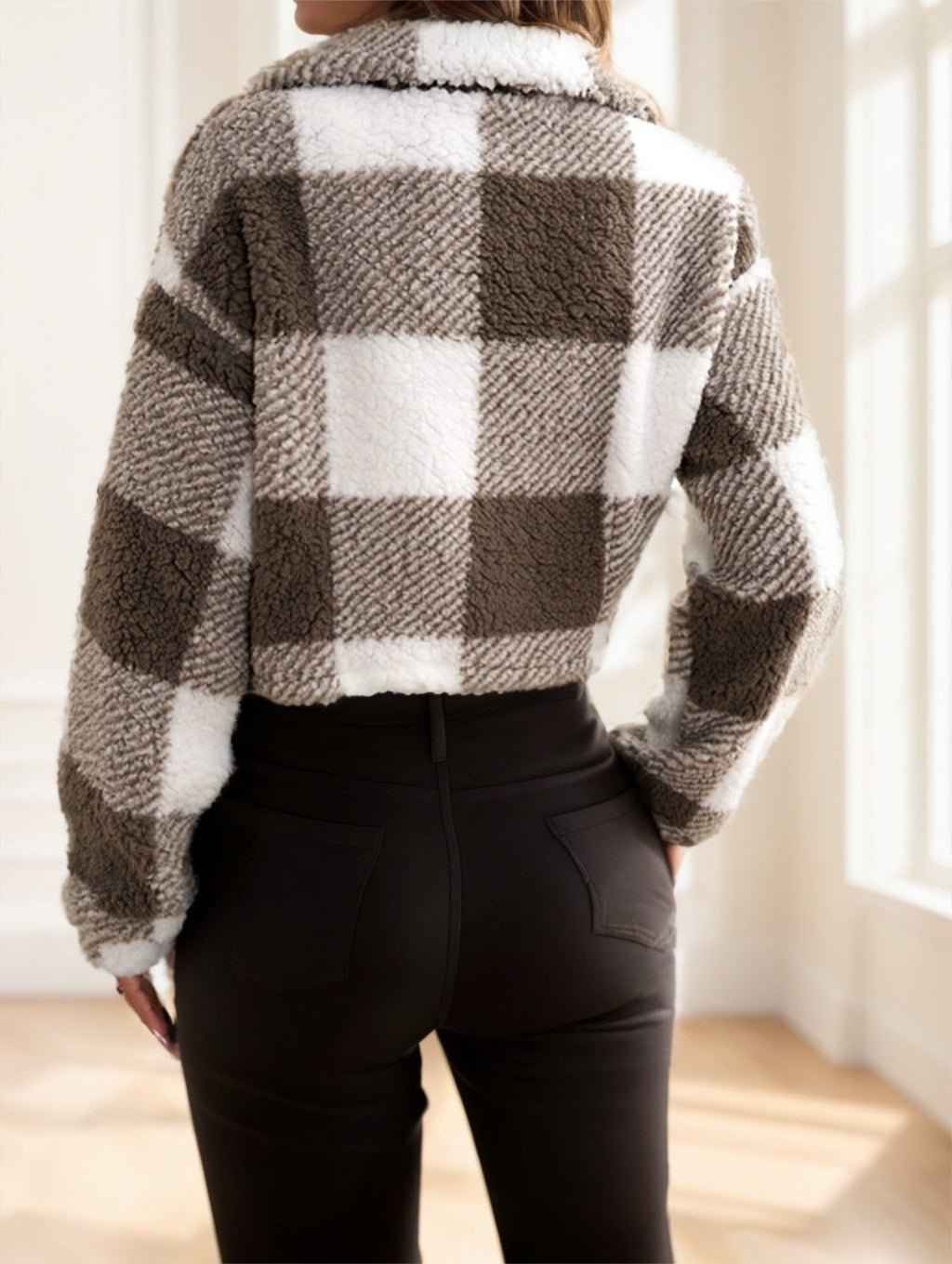Plaid Pattern Teddy Jacket