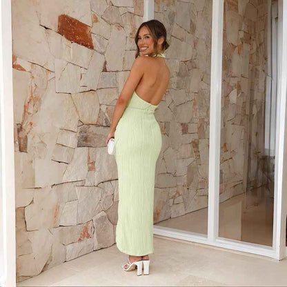 Lioréva® | Robe Longue Fendue à Col Halter – Élégance Sculptée